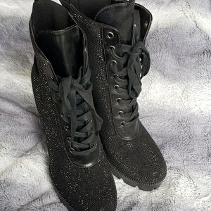 Black sparkle booties